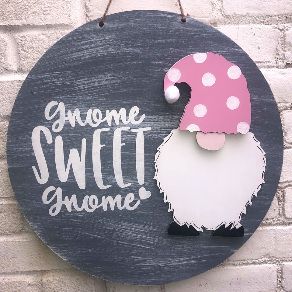 Board Art – Interchangable Gnome Sweet Gnome Round